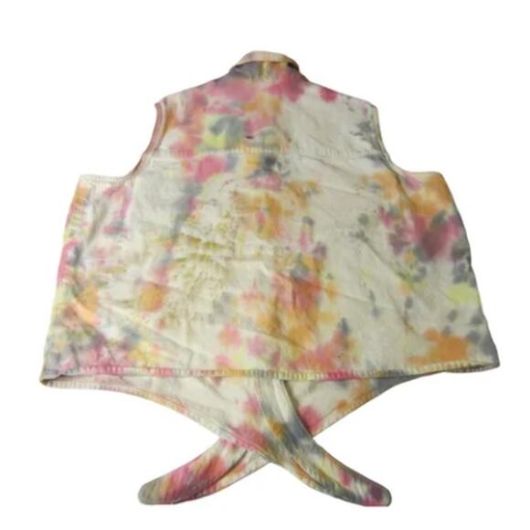 Hand Dyed Tie-Dye Sleeveless Button-Up Vest Levi’s Multicolor Women’s Large - Picture 7 of 7